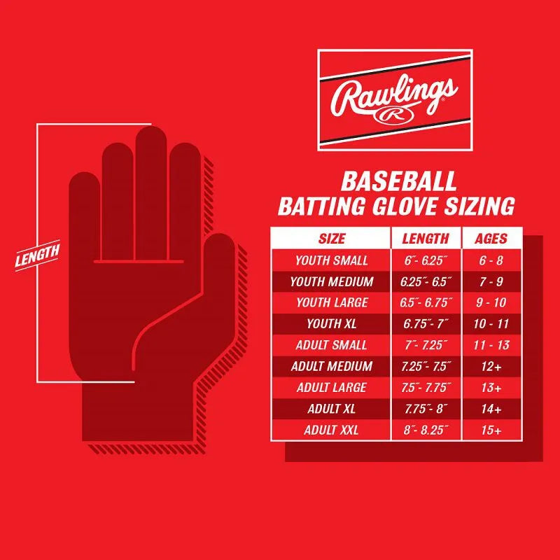 Rawlings Workhorse Batting Gloves, Adult & Youth Sizes