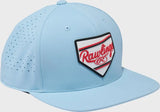 Rawlings Home Plate Performance Flat Bill Snapback Hat, Light Blue